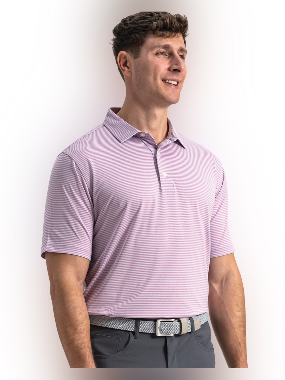 FootJoy polo shirt Heather Feeder Stripe TourLisle Size Large